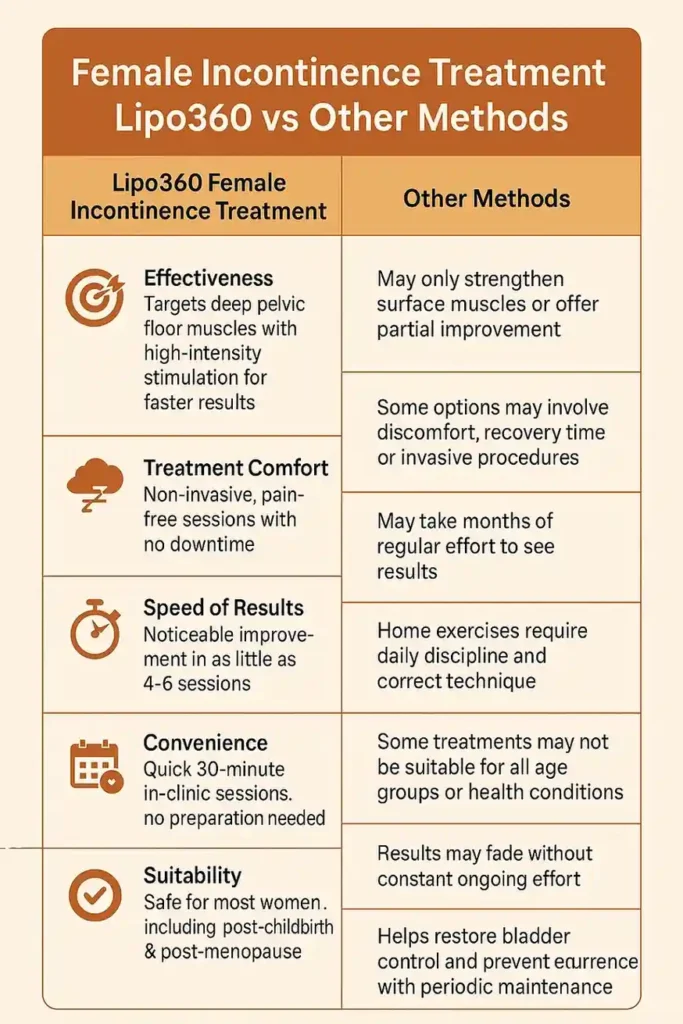Comprehensive Guide To Female Incontinence Treatment Options 1 Table showing benefits of incontinence treatment Isle of Isla