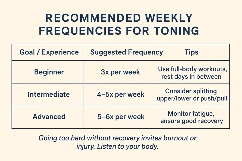 Achieving the Perfect Tone: How Often Should You Exercise for Results? 2 Graphic to show how often you should do exercise to help with toning Isle of Isla