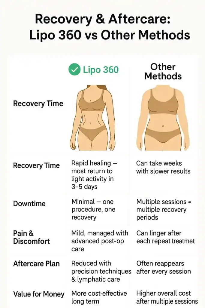 Recovery and Aftercare for Fat-Dissolving Surgery 2 Table to show fat dissolving injection aftercare Isle of Isla