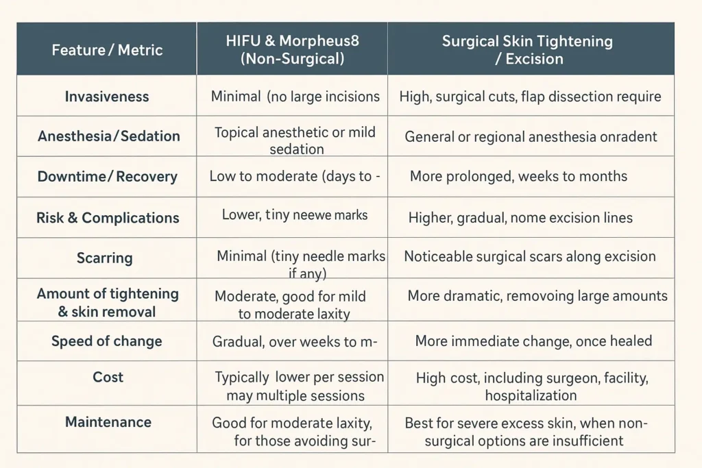 The Science of Skin Tightening 2 Table of skin tightening Isle of Isla benefits compared to surgical options